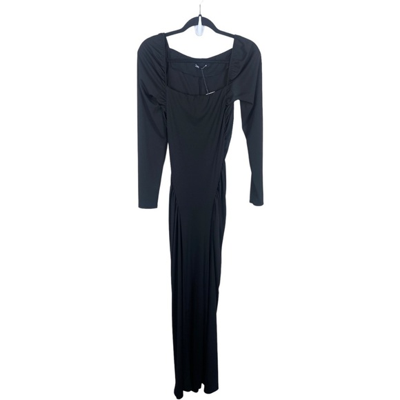 Zara Black Long Square Neck Maxi Goth Dress Size Small NEW. - Picture 2 of 11